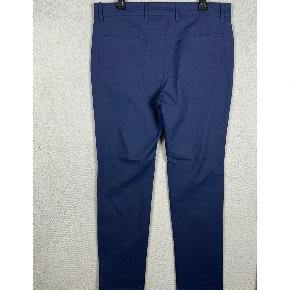 Callaway Pants Mens 34X32 Navy Blue Performance Golf Chinos Stretch 5-Pocket EUC